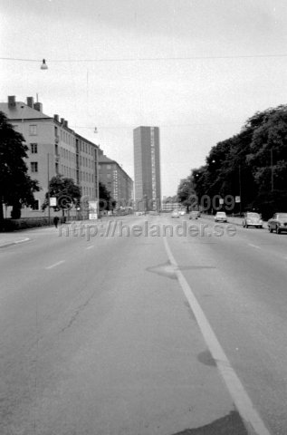 Sveavägen at north. Wennergren Center in the distant, Stockholm. (1966)