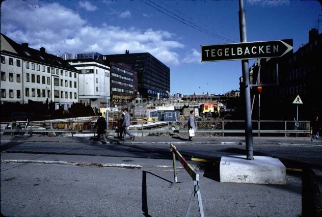 Tegelbacken and the construction of klaratunneln under brunkebergsåsen, Stockholm. (1971)