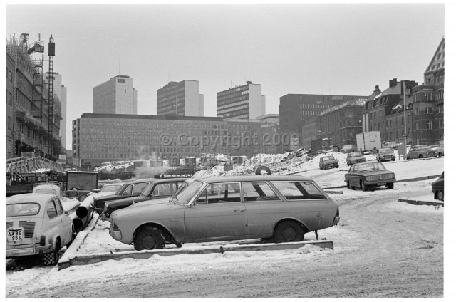 Construction work around Mäster Samuelsgatan, Stockholm. (1972)