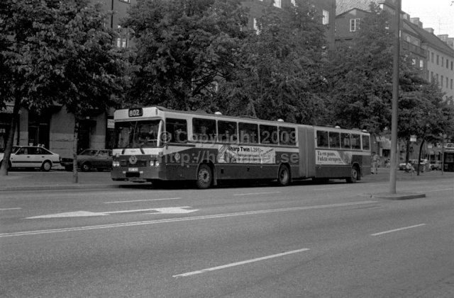 SL-buss vid Ringvägen, Södermalm, Stockholm. (1987)