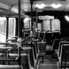 Folding bus at SL, interior. Stockholm. (1987)