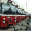 SL-buses at the ramp in the Bollmora depot (BAGA), Stockholm. (1987)